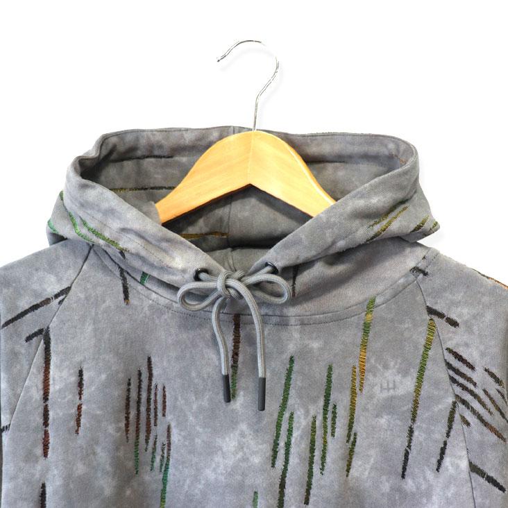 MMMM エムエムエムエム フレンチテリーダメージパーカー 裏毛 フード付き ラグランスリーブ メッシュ グラデーション タイダイ柄 かっこいい おしゃれ 個性的 | MMMM | 02