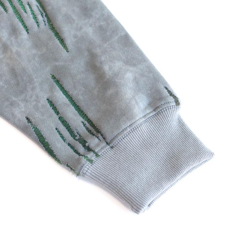 MMMM エムエムエムエム フレンチテリーダメージパーカー 裏毛 フード付き ラグランスリーブ メッシュ グラデーション タイダイ柄 かっこいい おしゃれ 個性的 | MMMM | 05