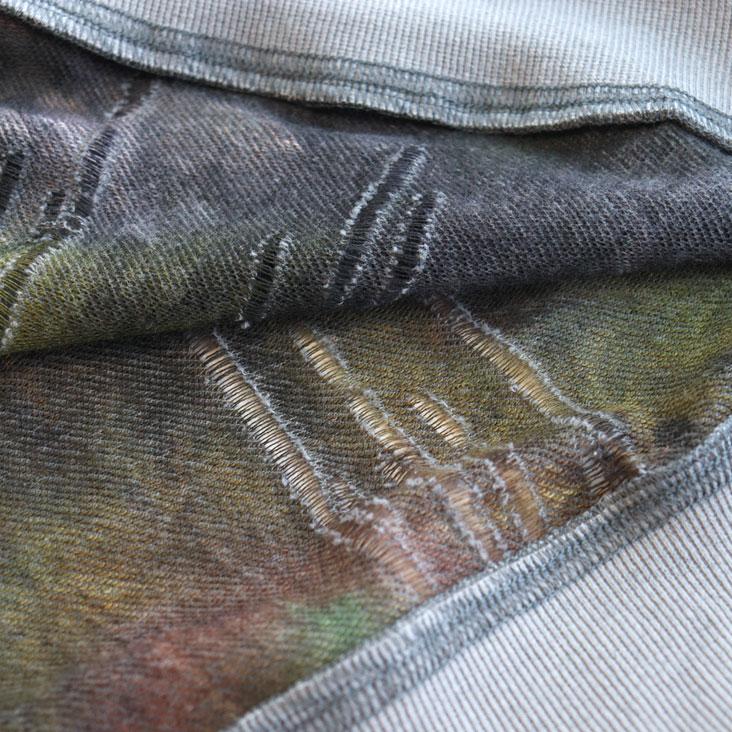 MMMM エムエムエムエム フレンチテリーダメージパーカー 裏毛 フード付き ラグランスリーブ メッシュ グラデーション タイダイ柄 かっこいい おしゃれ 個性的 | MMMM | 07