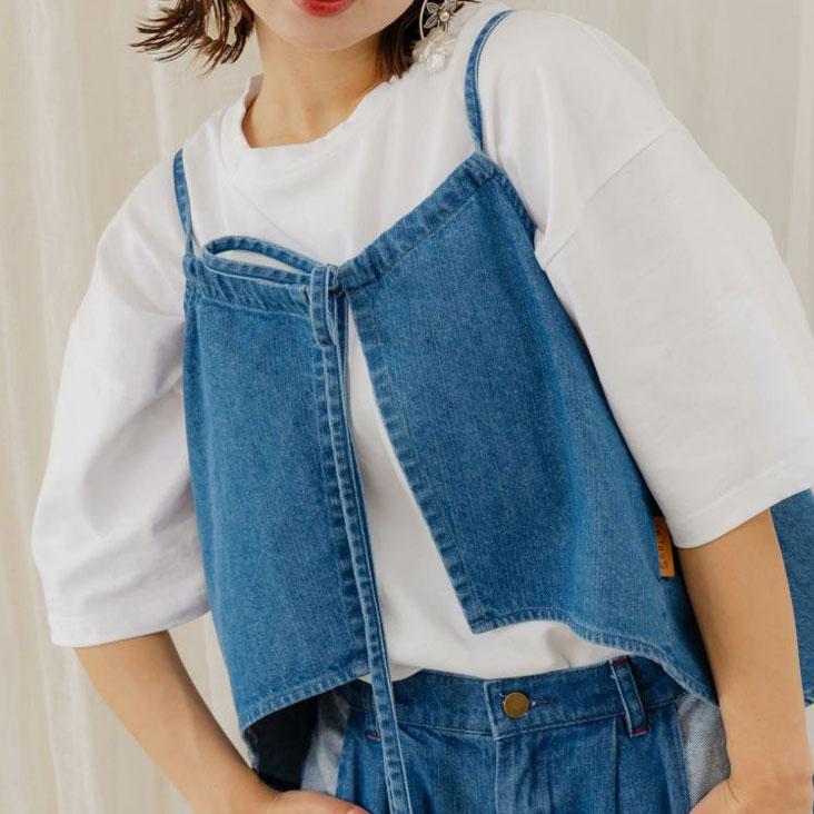 ScoLar（スカラー） 花アップリケデニムビスチェ リメイク風 パッチ