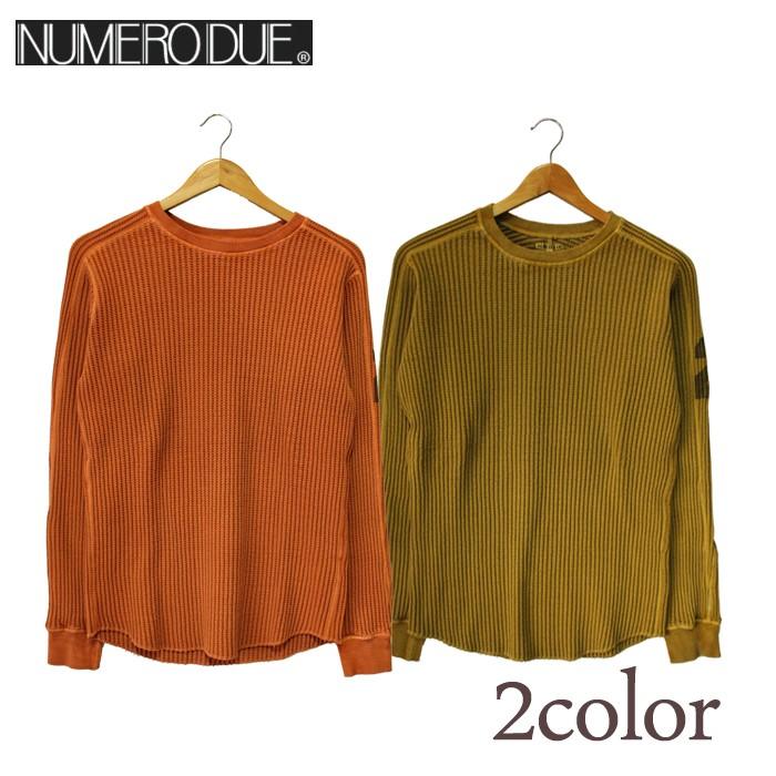 NUMERODUE ヌメロデゥエ ロングＴシャツ ビッグワッフル サーマルカットソー ワッフル 長袖 ロンＴ ベージュ オレンジ メンズ made in JAPAN 日本製 | ヌメロ ウーノ