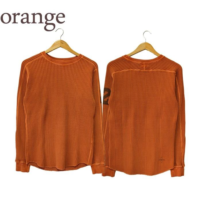 NUMERODUE ヌメロデゥエ ロングＴシャツ ビッグワッフル サーマルカットソー ワッフル 長袖 ロンＴ ベージュ オレンジ メンズ made in JAPAN 日本製 | ヌメロ ウーノ | 01