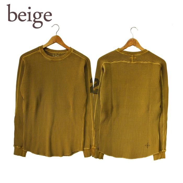 NUMERODUE ヌメロデゥエ ロングＴシャツ ビッグワッフル サーマルカットソー ワッフル 長袖 ロンＴ ベージュ オレンジ メンズ made in JAPAN 日本製 | ヌメロ ウーノ | 02