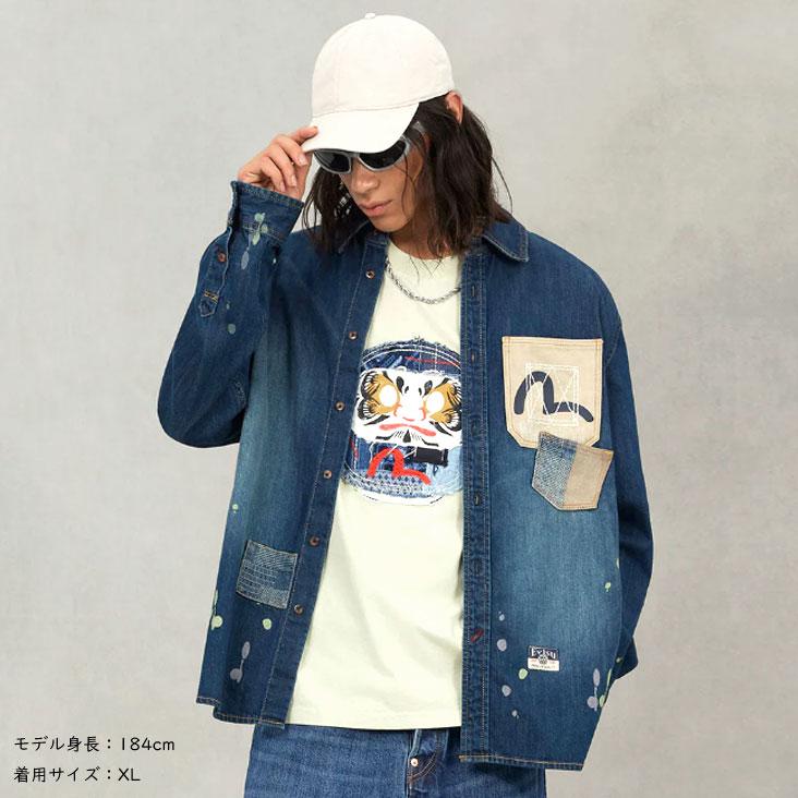 k*a様 エヴィス　 デニムシャツ 100%コットン EDWIN（エドウィン） 長袖 シャツ デニムシャツ ヒッコリー ブルー