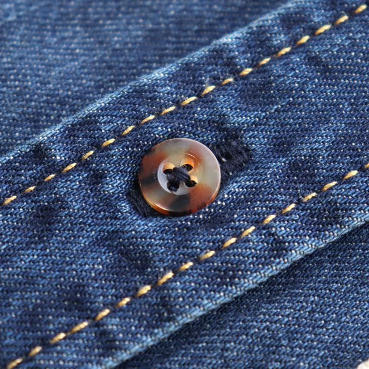 EVISU（エヴィス） 刺し子家紋 デニムシャツ 長袖 リラックスフィット