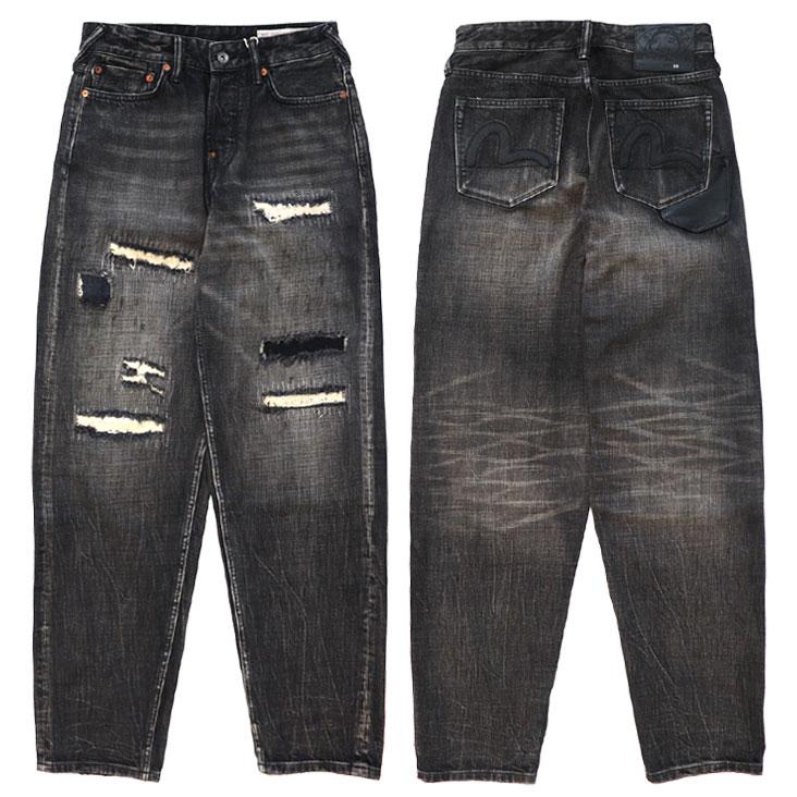 EVISU YAMANE LOT1960 デニムパンツ W31 ブラックカモメ カモメプリントポケットキャロットフィットジーンズ#2017 – EVISU