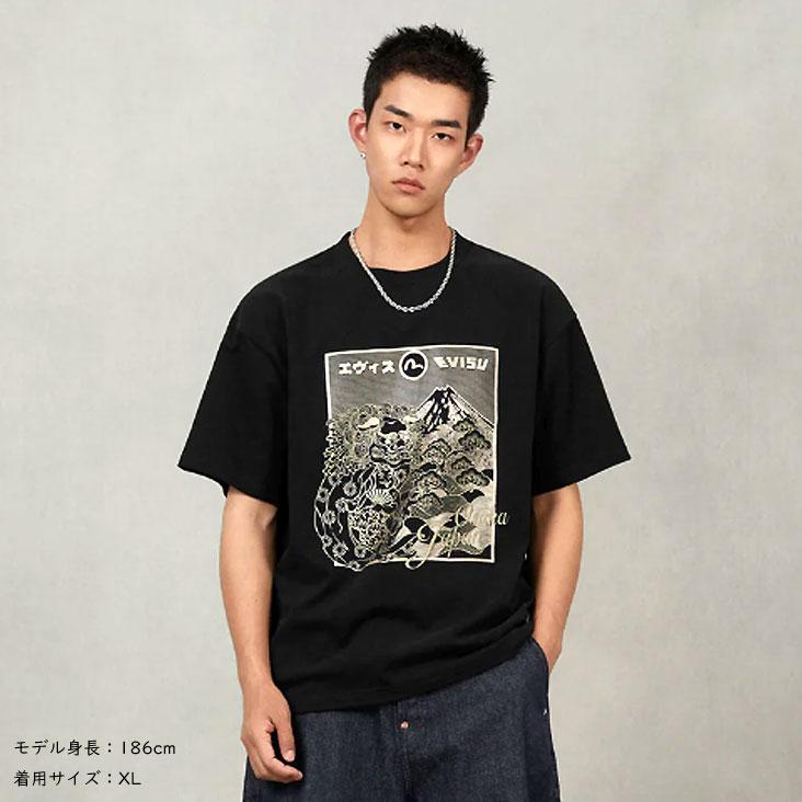 EVISU（エヴィス） リラックスフィット Tシャツ 獅子舞と山刺繍 仏頭