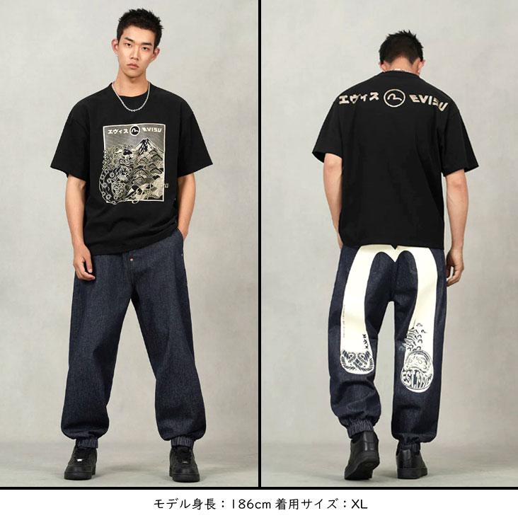 EVISU（エヴィス） リラックスフィット Tシャツ 獅子舞と山刺繍 仏頭