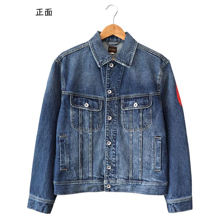 EVISU エヴィス ライダース デニムジャケット ジージャン Gジャン リバースカモメ 刺繍 ステッチ ヴィンテージ感 色落ち 古着風 かっこいい トレンド 長袖の画像