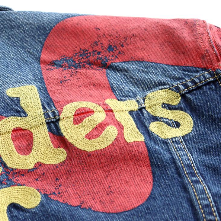 EVISU エヴィス ライダース デニムジャケット ジージャン Gジャン リバースカモメ 刺繍 ステッチ ヴィンテージ感 色落ち 古着風 かっこいい トレンド 長袖の画像