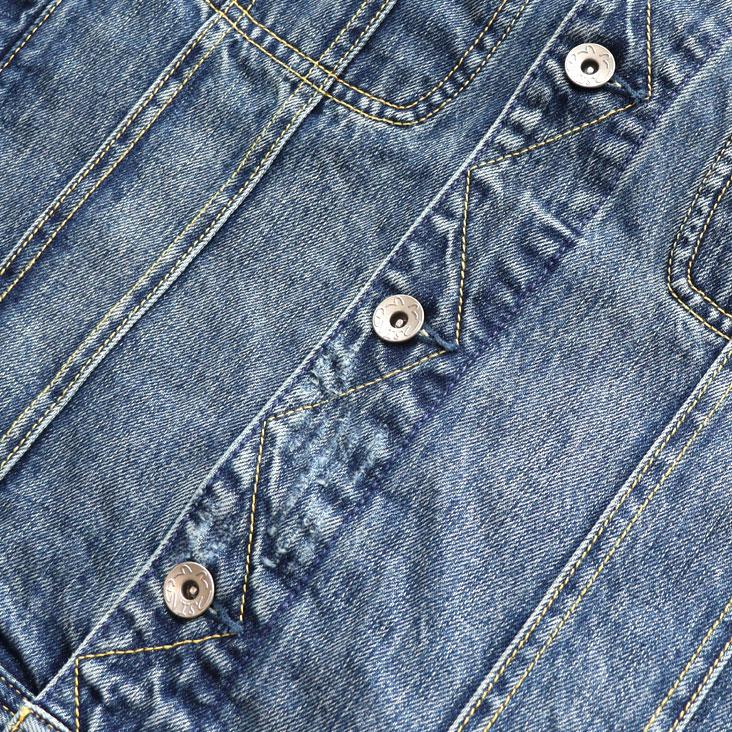 EVISU エヴィス ライダース デニムジャケット ジージャン Gジャン リバースカモメ 刺繍 ステッチ ヴィンテージ感 色落ち 古着風 かっこいい トレンド 長袖の画像