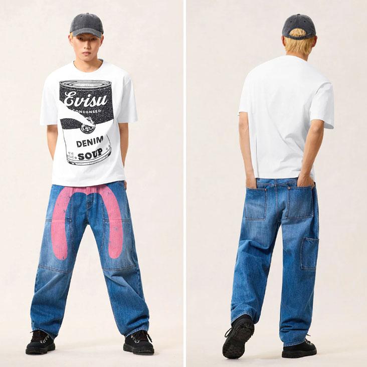 EVISU（エヴィス） リラックスフィット Tシャツ デニムスープ DENIM