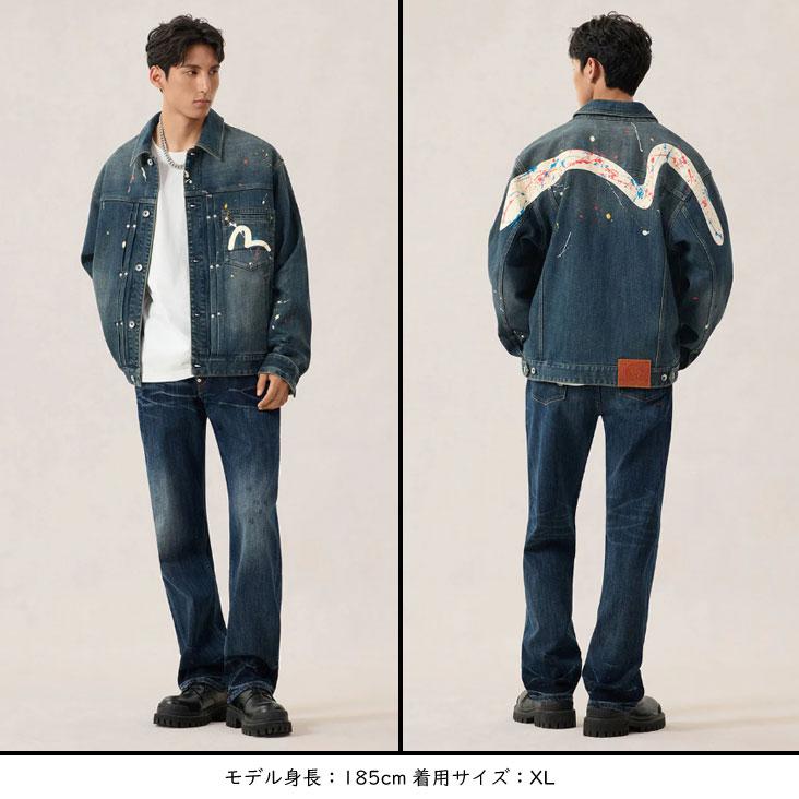evisu archive グランジ デニムコート y2k ヴィンテージ EVISU（エヴィス） ウォッシュド スプラッシュ大黒 デニムジャケット
