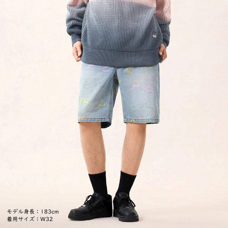 EVISU（エヴィス） リラックスフィット デニムショーツ オールオーバー 