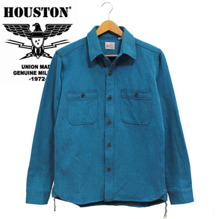 HOUSTON ヒューストン ネルシャツ 無地 シャツ 長袖 メンズ ビエラシャツ ビエラ生地 青 ブルー 高評価！