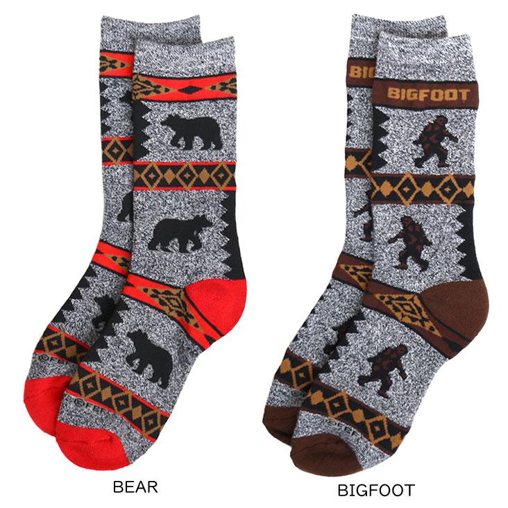 FOR BARE FEET フォーベアフィート ブランケット ソックス BLANKET MOTIFE SOCKS 肉厚 総柄 ベア ビックフット カヌー エルク クッション 快適 履き心地 靴下 | House of Blues | 01