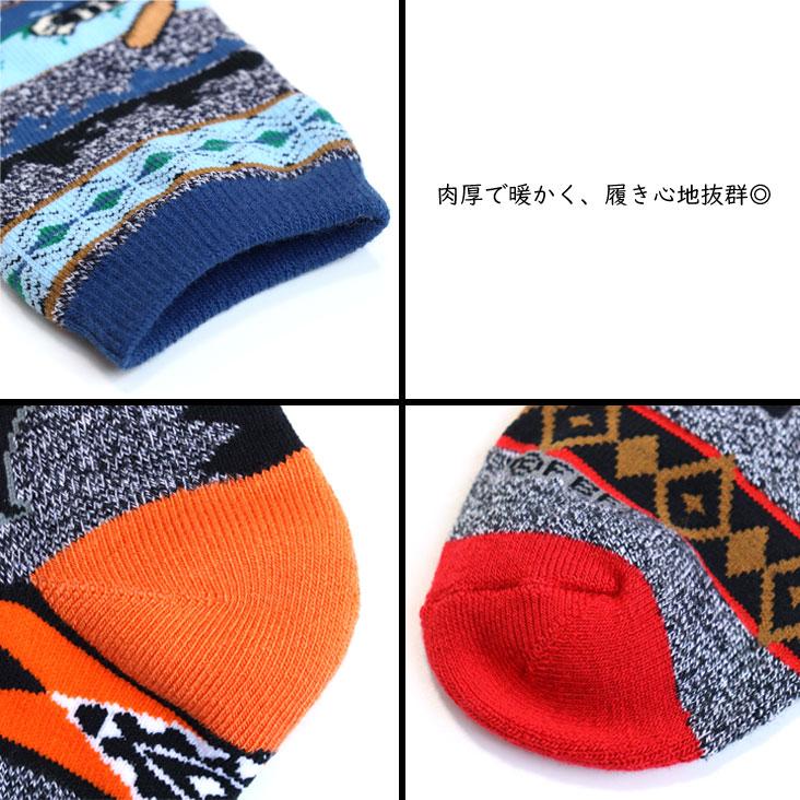 FOR BARE FEET フォーベアフィート ブランケット ソックス BLANKET MOTIFE SOCKS 肉厚 総柄 ベア ビックフット カヌー エルク クッション 快適 履き心地 靴下 | House of Blues | 05