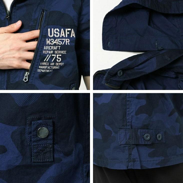 AVIREX（アヴィレックス） S/S CAMO STRECH ZIP SH カモフラージュ