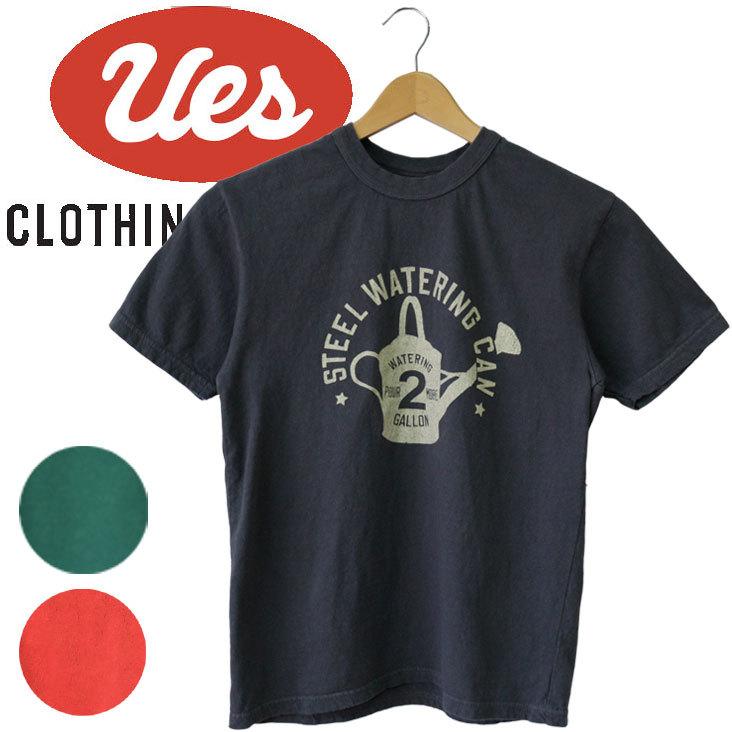 UES ウエス プリント半袖Ｔ WATERING CAN レトロ アンティーク オーガニックコットン オーガニック コットン 綿100％ 春夏
