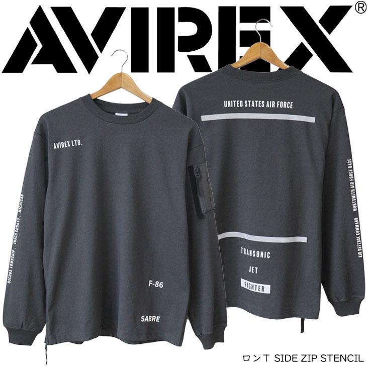 AVIREX アヴィレックス ロンT SIDE ZIP STENCIL HAT IN THE AVIREX アヴィレックス ロンT SIDE ZIP STENCIL HAT IN THE