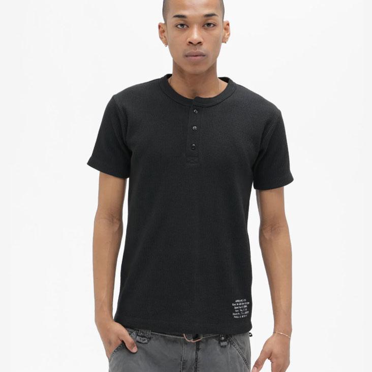 AVIREX（アヴィレックス） MINI WAFFLE HENRY NECK T-SHIRT STENCIL
