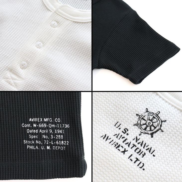 AVIREX（アヴィレックス） MINI WAFFLE HENRY NECK T-SHIRT STENCIL