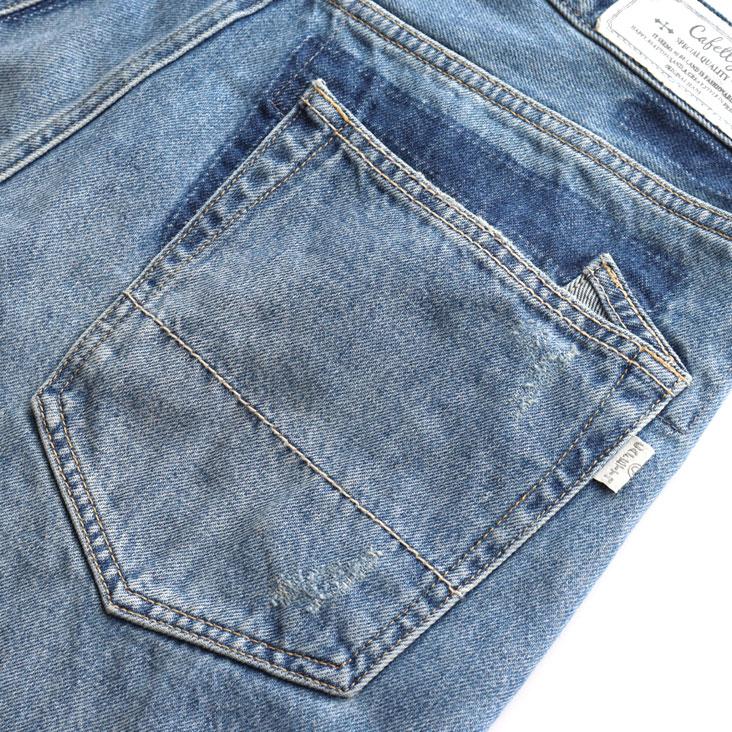 Cafetty（カフェッティ） men's 腰ばきリメイクデニム ジーンズ 綿100