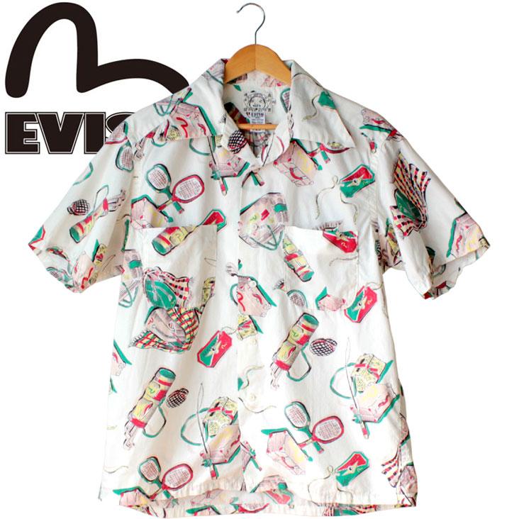 EVISU エヴィス シャツ 柄シャツ 半袖 オープンカラーシャツ 開襟 