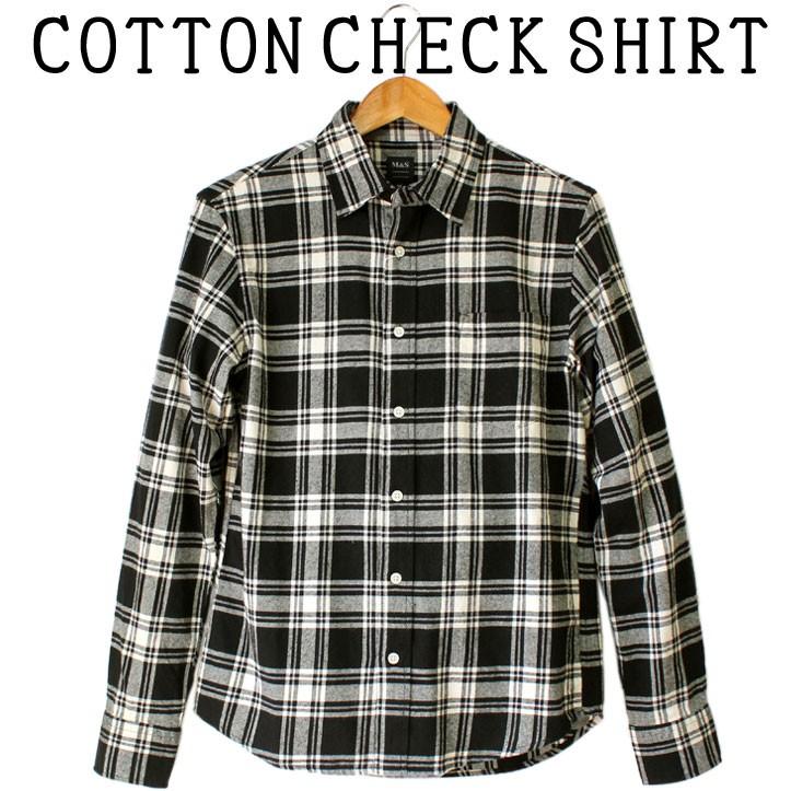M&S エムアンドエス MENS COTTON CHECK SHIRT フランネルシャツ 