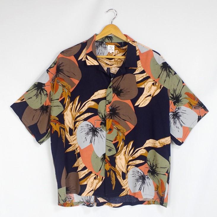 Revo. レヴォ メンズ 半袖 柄シャツ ボタニカルパターン レトロ