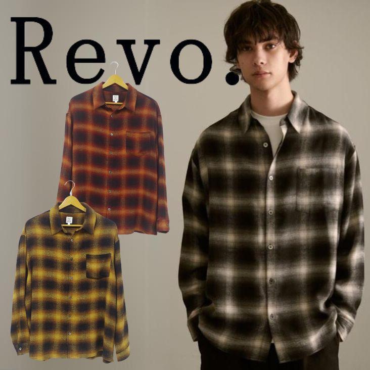 Revo. レヴォ オンブレチェック ライトネルシャツ 長袖 柄シャツ