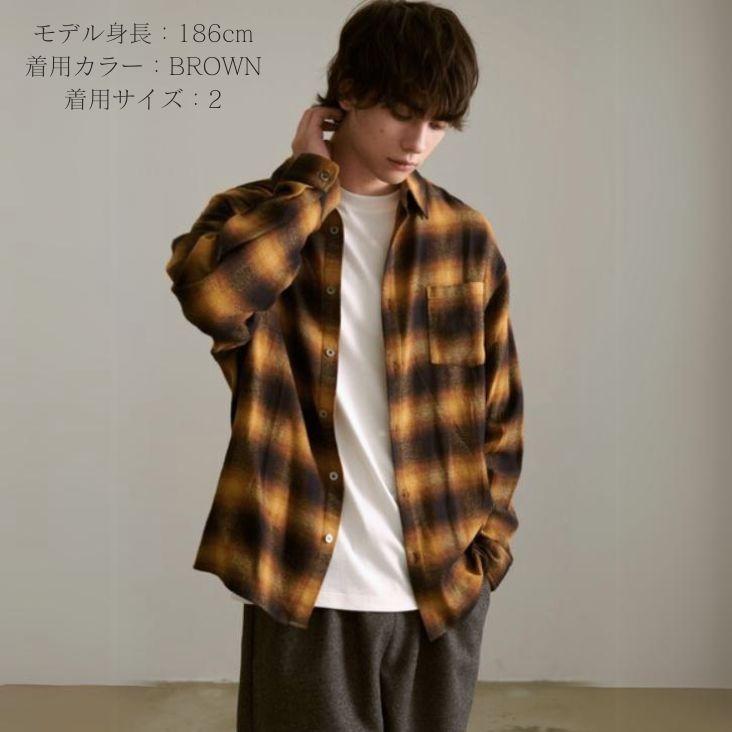 Revo. レヴォ オンブレチェック ライトネルシャツ 長袖 柄シャツ