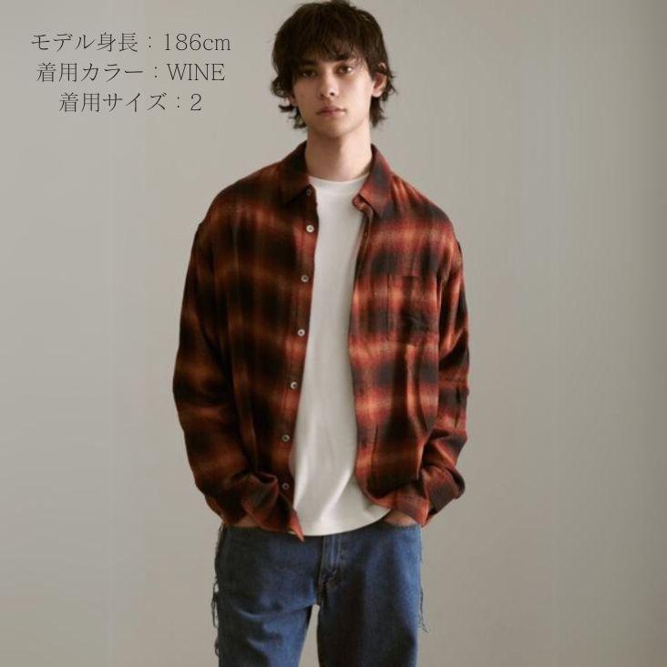 Revo. レヴォ オンブレチェック ライトネルシャツ 長袖 柄シャツ