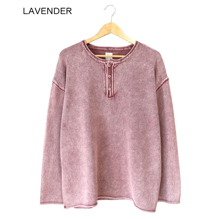 Revo. レヴォ ピグメント加工コットンニット ヘンリーネック クルーネックニット スプリングニット ヴィンテージ感 かっこいい ルーズ 長袖 メンズ レディース | Revo. | 02