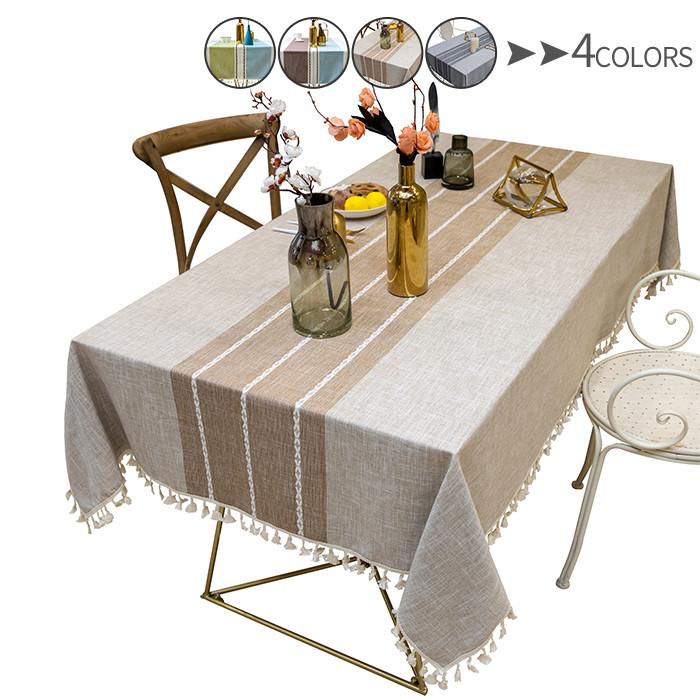 送料無料 テーブルクロス しま模様 テーブルマット 綿麻 ストライプ 食卓 テーブルカバー おしゃれ 防塵 防油 厚手 撥水 シンプル フリンジzb02 Fuzb02 Mitomi 通販 Yahoo ショッピング