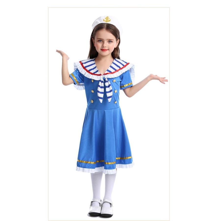 送料無料 ハロウィーン 衣装 子供用 キッズ 女の子 セーラー服 海軍 ワンピース コスチューム 水兵服 ドレス 2点セット 水手装 水兵 戦士服 仮装童話yaws38 Yaws38 Mitomi 通販 Yahoo ショッピング