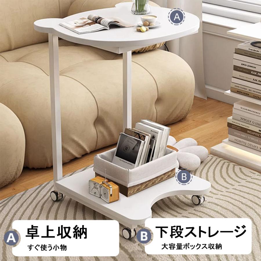 ☆パンダの頭型☆サイドテーブル キャスター付き コの字型 ナイト