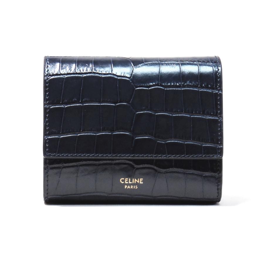 セリーヌ スモール トリフォールドウォレット クロコダイルエンボス