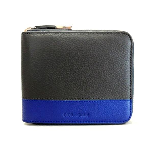 ディオールオム メンズファスナー財布 グレー/ブルー 2DFBH021TAA-H865 Dior Homme｜mitoyo