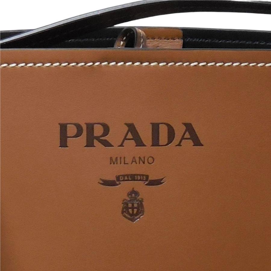 プラダ タンブール コードディテール付き レザーバケットバッグ コニャック＋ブラック 1BE050_2AIX_F0XKV_V_OOO PRADA｜mitoyo｜02