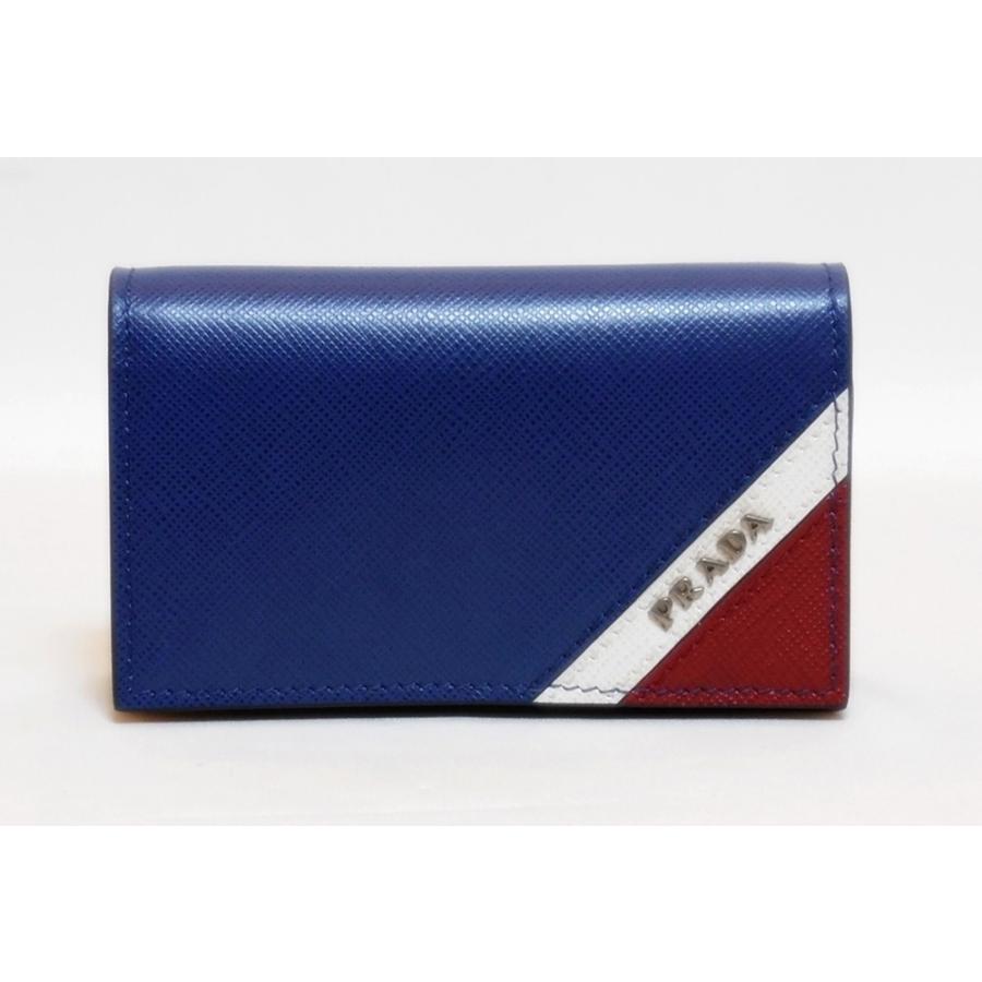 プラダ メンズ名刺入れ ブルー サフィアーノストライプ 2mc122 2ego F0576 Prada Rito Ua