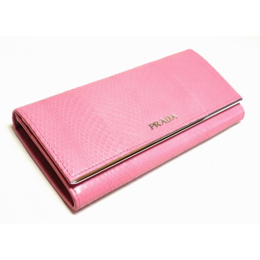 PRADA（プラダ） 長財布 ピンク ヘビ革 メタルバー 1MH132 3A9G F0442 
