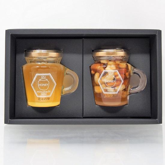国産蜂蜜 ギフト はちみつ2本セット120g 瓶 花々の雫 ナッツ漬け