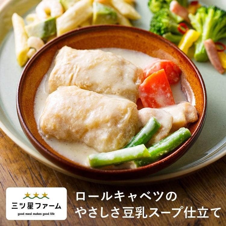 ロールキャベツのやさしさ豆乳スープ仕立て冷凍食品 冷凍弁当 お弁当 おかず カロリー 健康 簡単 時短調理 減塩 栄養バランス 野菜不足 洋食 Mb 三ツ星ファーム 通販 Yahoo ショッピング