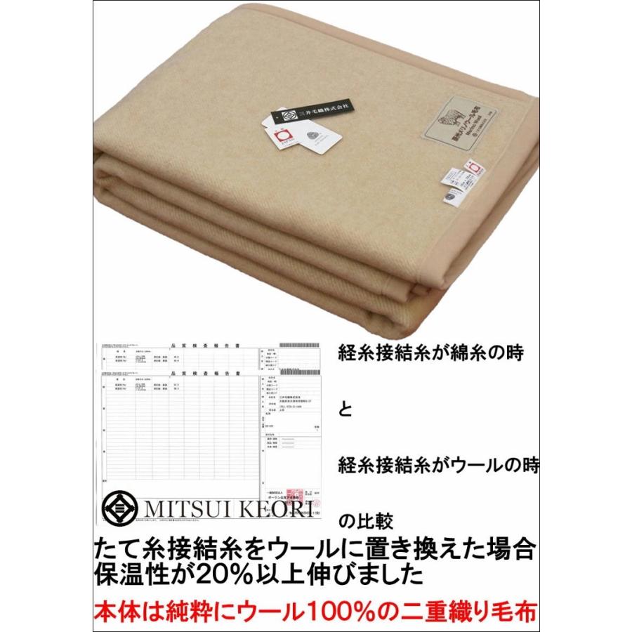 三井毛織 洗える 毛布 メリノ ウール 140x200cm シングル ウールマーク