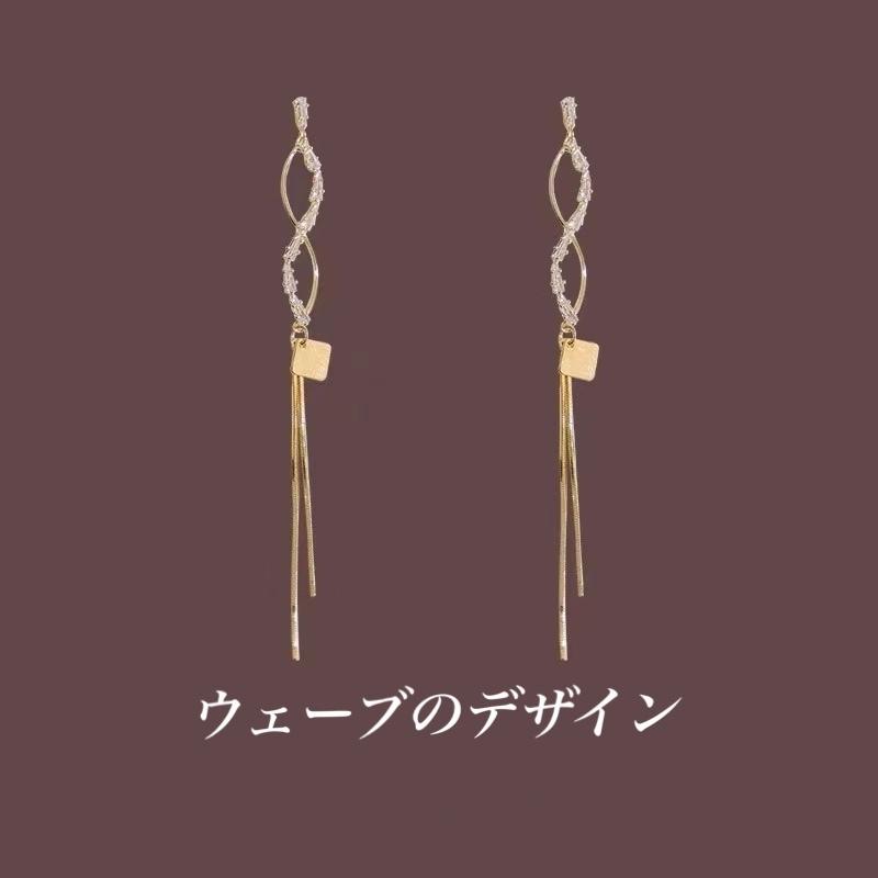 ピアス イヤリング リーフ ゴールド チェーン 揺れる ロングピアス 