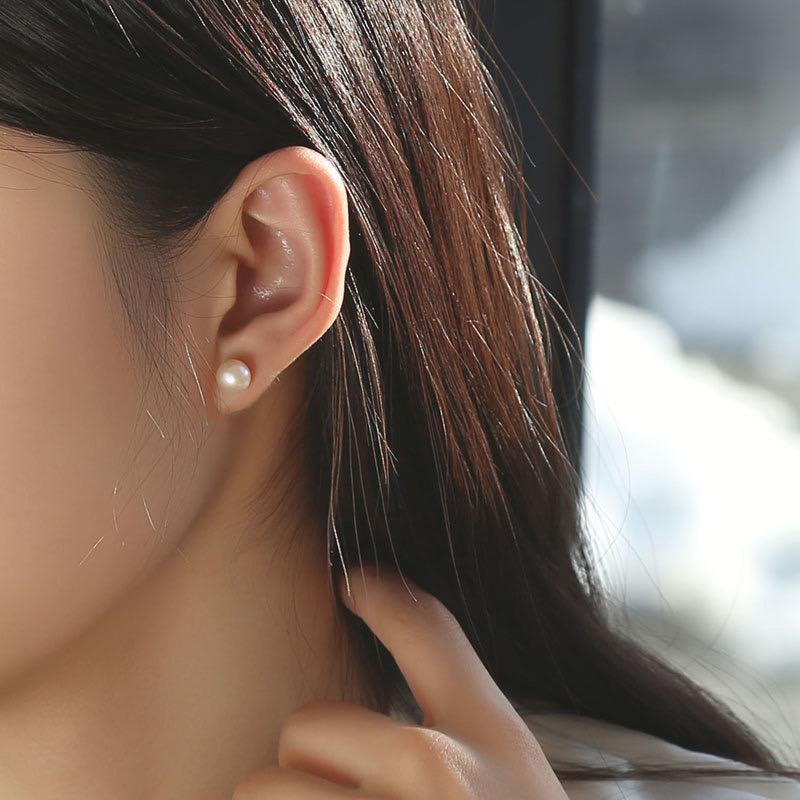 イヤリング パール 一粒 ピアス 真珠 痛くない ゴールド 大きめ 