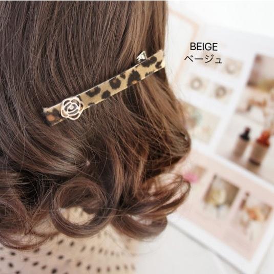 ヘアピン ヘアアクセサリー ヘアクリップ ヒョウ柄 バラ ゴールド 人気