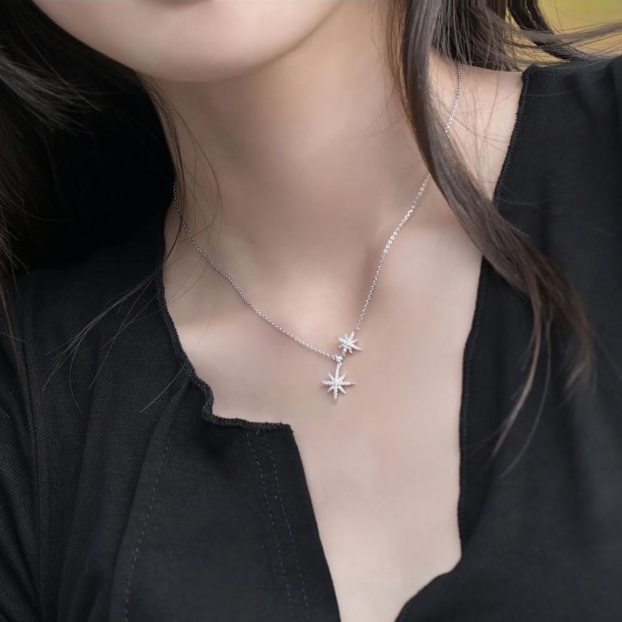 新品　シルバー925　星型 スター ペンダント トップ　ネックレス　2個 特別価格】 ネックレス レディース s925 スターライト 星2個 14k