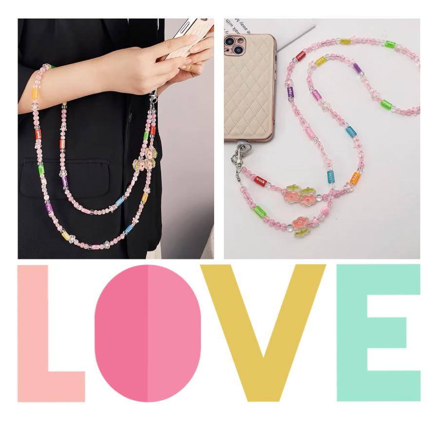 スマホストラップ ショルダーストラップ チェーンストラップ ビーズ